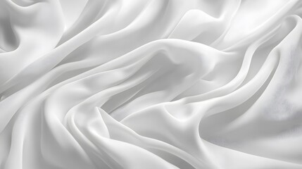 Fototapeta premium Abstract white silk background with wavy folds of fabric, elegant wallpaper for design or presentation