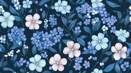 Seamless floral pattern featuring forget me nots