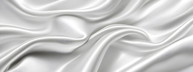 Fototapeta premium Abstract white silk background with wavy folds of fabric, elegant wallpaper for design or presentation