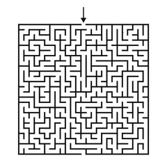 Rectangular Maze Game for Adults and Kids - Simple Flat Vector Black and White Outline Illustration Background is White