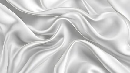 Obraz premium Abstract white silk background with wavy folds of fabric, elegant wallpaper for design or presentation