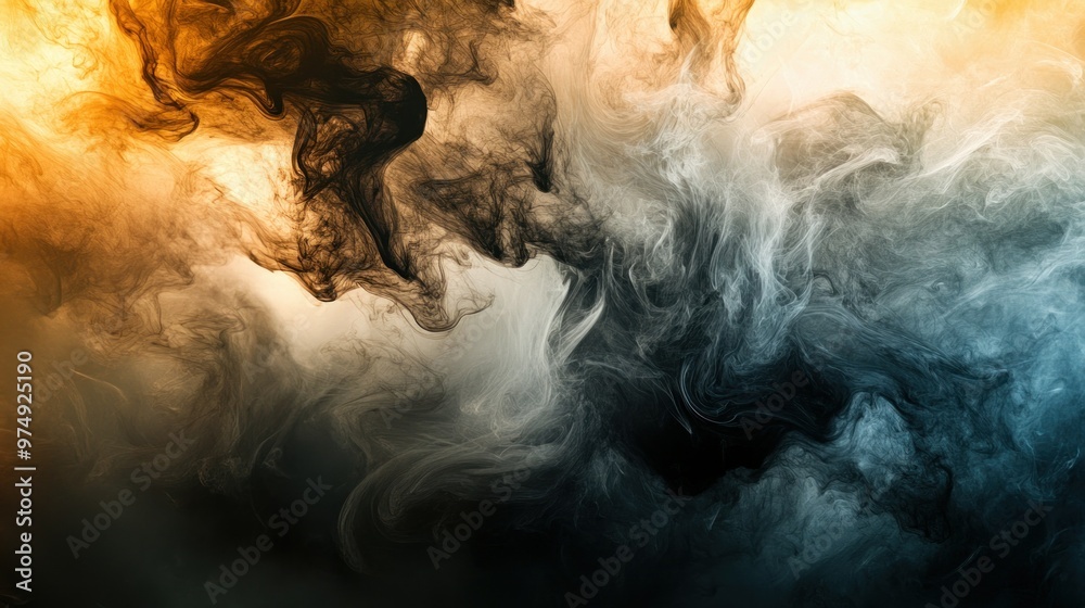 Wall mural Abstract Swirling Smoke and Ink in Shades of Gray and Brown