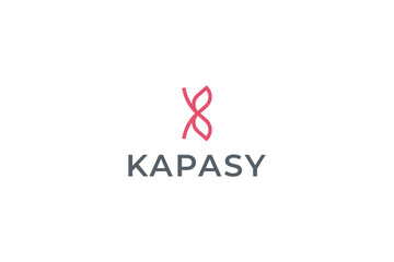 Fototapeta premium Letter K line art floral aesthetic logo