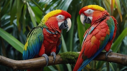 Fototapeta premium Lebensechte Tierfotografie: Makroaufnahme eines exotischen Papageis in freier Wildbahn