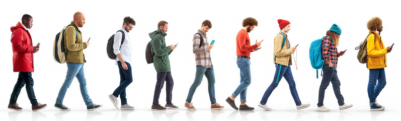 Obraz premium set of mobile phone and peoples