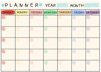 blank calendar planner on a colorful, super cute