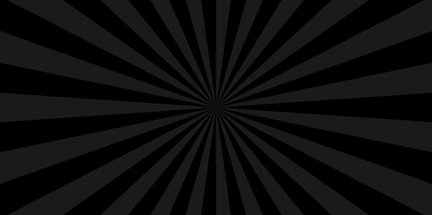 Seamless retro black and gray sunrise stripe sunburst texture design. comic or cartoon concept background with blank space design. Vector abstract rays sunburst backdrop banner wallpaper background.