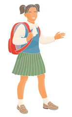 schoolgirl in school uniform with backpack