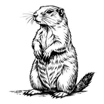 recommend clip art: Groundhog standing on its hind legs, looking alert