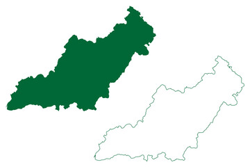 Jalore district (Rajasthan State, Republic of India) map vector illustration, scribble sketch Jalore map