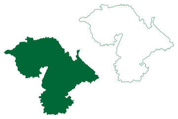 Jammu district (Jammu and Kashmir union territory, Republic of India) map vector illustration, scribble sketch map