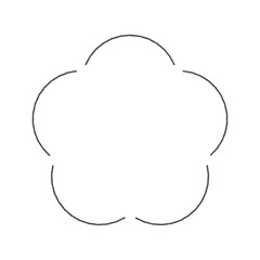 手書きの花の形の線画フレーム - シンプルでかわいい細いラインの枠やあしらいの素材