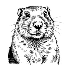 Groundhog, cute animal on white background. Groundhog Day