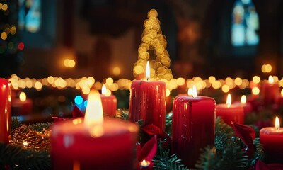 Warm candlelight service at the historic church on Christmas Eve