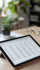 Obraz premium Digital Calendar on Tablet with New Year Goals in Organized Workspace - Productivity and Planning