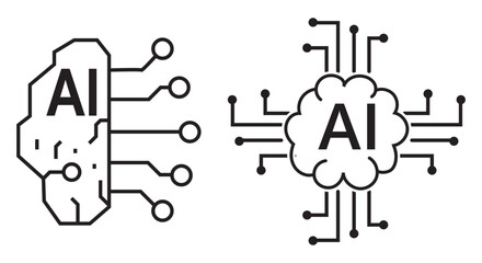 Transparent PNG available
Set of AI icons. Artificial intelligence Vector illustration Web Icon Collection.