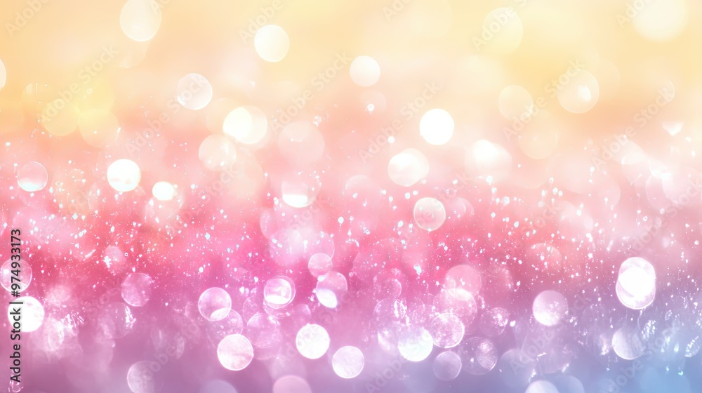 Sticker colorful bokeh background with soft pastel gradient and light spots.