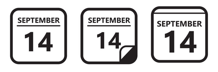 September 14 calendar flat icon