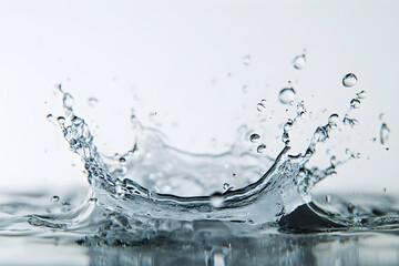 Dynamic Water Splash Effect Against White Background Creating a Mesmerizing and Fresh Visual Pattern