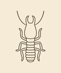 Termite outline. Isolated termite on vintage  background