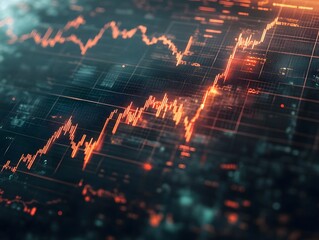 Digital graph showing sharp declines in interest rates, global financial crisis concept