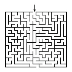 Rectangular Maze Game for Adults and Kids - Simple Flat Vector Black and White Outline Illustration Background is White