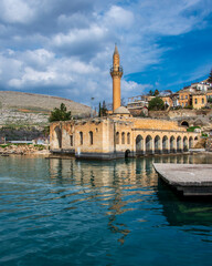 The Halfeti Village with sunken mosque in Sanliurfa Province of Turkey