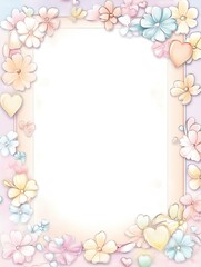 Fototapeta premium A delicate floral frame featuring pastel colors, perfect for invitations, announcements, or creative projects.