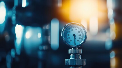 Close-up of a pressure gauge with clear markings, showcasing the intricate design and precision in industrial measurement.