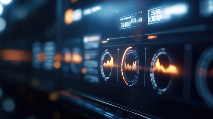 Futuristic audio interface showcasing detailed sound wave patterns and signal analysis in a sleek digital environment.