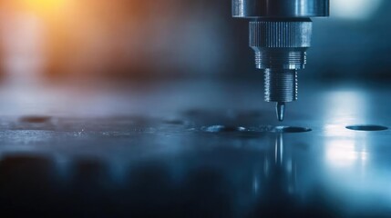 Close-up of a precision tool performing a delicate operation on metal, highlighting craftsmanship in manufacturing.
