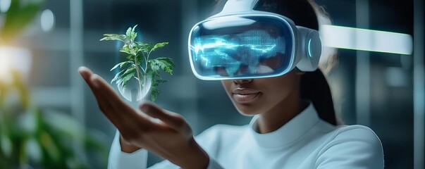 Holographic AI assistant analyzing wildlife conservation efforts, holographic AI assistant, environmental protection