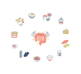 元気な大腸のイメージと腸に良い食品