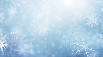 Christmas background of tender blue color with snow flakes