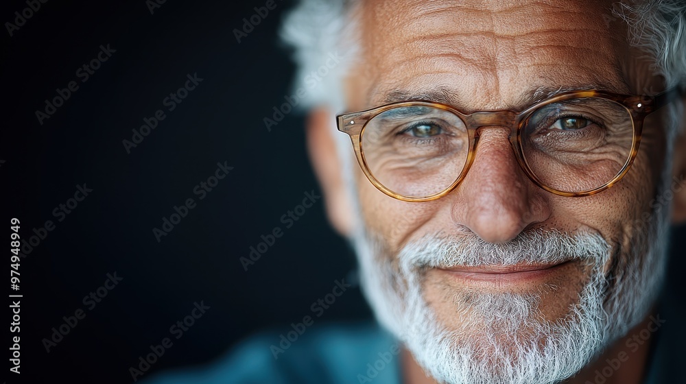 Wall mural an elderly gentleman with glasses showcases wisdom and kindness, his thoughtful expression captured 