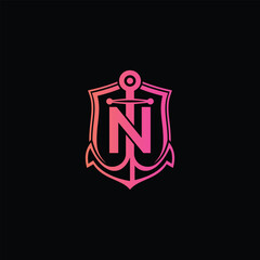 Anchor With Letter N Logo Design