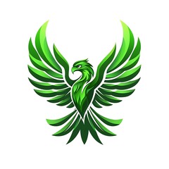 Naklejka premium Green Phoenix Bird Logo Design Illustration