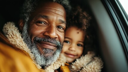 A touching portrait of a grandfather with a child, sharing a warm and loving moment together, symbolizing family bonds and multi-generational connection.