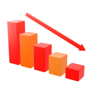 3D bar graph with down arrow
