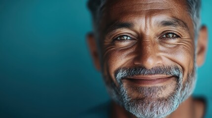 A close-up image of a person against a teal background, focusing on ears and hair while the face is blurred, creating an abstract and enigmatic visual effect.