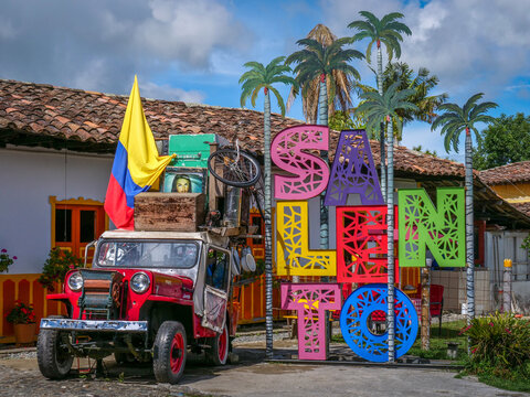 Village color&eacute; de Salento en Colombie