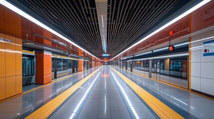 Shenzhen,China. 11/7/2020 Shenzhen Metro Line 3 Futian Bonded Area Station