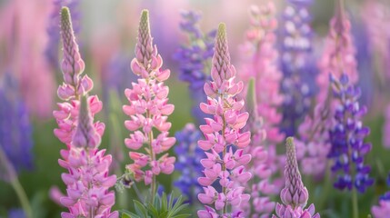 Obraz premium Lavender fields with pink flowers
