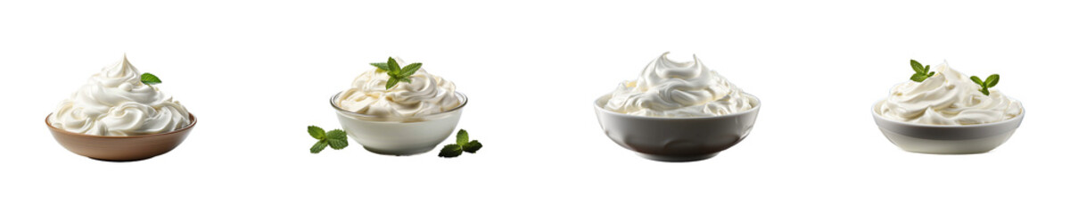 Set, collection of Sour Cream isolated on transparent background.