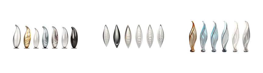 Set, collection of Spiral Fin Tubes isolated on transparent background.