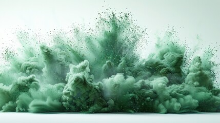 Explosive Olive Green Powder Pigment Isolated on White Background