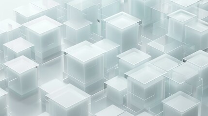 A white background with many cubes in it. AI.