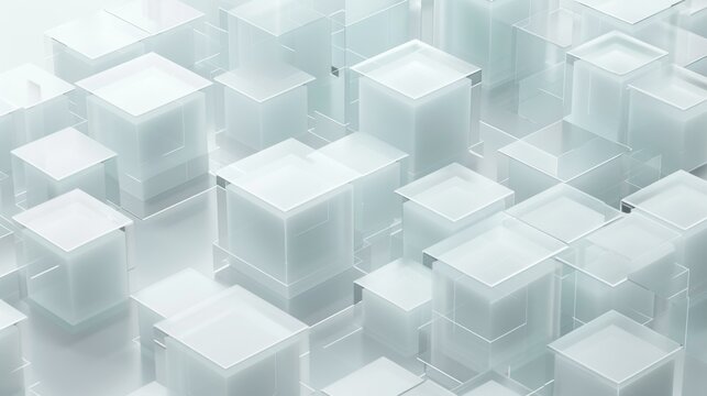A white background with many cubes in it. AI.