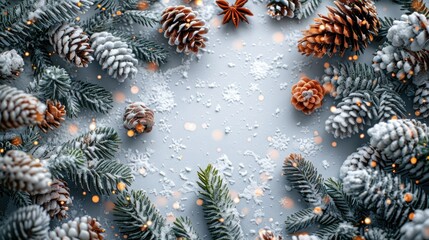 Christmas Greeting Card Frame on White Background with Festive Holiday Decorations for Seasonal Celebrations and Joyful Wishes - Stock Photo