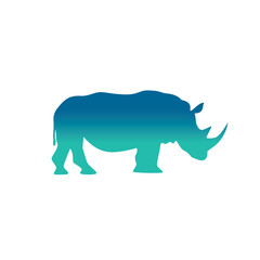 The silhouette of a rhinoceros. Original vector illustration in vintage style isolated on white background.